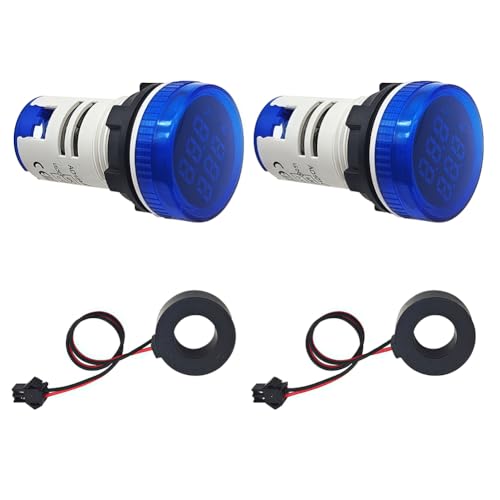 SazkJere 2PCS AC Volt Amp Meter Circular 2 in 1 Digital Current Voltage Indicator LED Display Voltmeter Ammeter (Blue) by SazkJere - Used condition - US$10.47