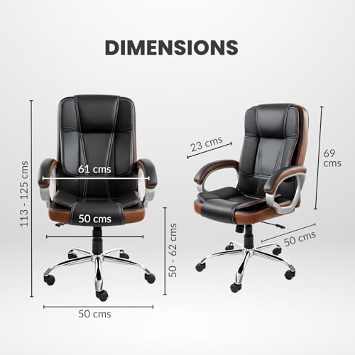 Image of activa Ergonomic Office Chair | Leatherette Seating Chair with Adjustable Height | 3-Year Warranty | 360 Revovling seat| Comfortable Padded Seating /Suitable for Office /Study (Venture, Tan & Black)
