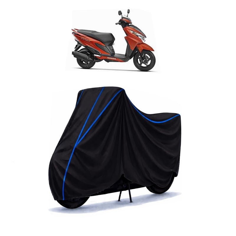 Image of Scooty Cover Water Resistant for Grazia BS2 | Universal Scooter & Bike Cover | Heavy Duty UV Dust, Rain & Scratch Protection | Elastic Fit All Weather Indoor Outdoor | Black with Blue Piping