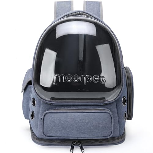 Pantress 猫・小型犬用 キャリーリュック 透明ハードタイプ 3WAY多機能キャリーバッグ 避難グッズ ペットバッグ 通気性 ペットリュック 宇宙船デザイン 車移動/病院/旅行対応 脱走防止 (ブルー)