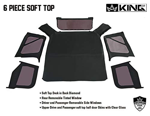 King 4WD Premium Replacement Soft Top With Tinted Upper Doors - Black Diamond With Tinted Windows - Jeep Wrangler TJ 1997-2006