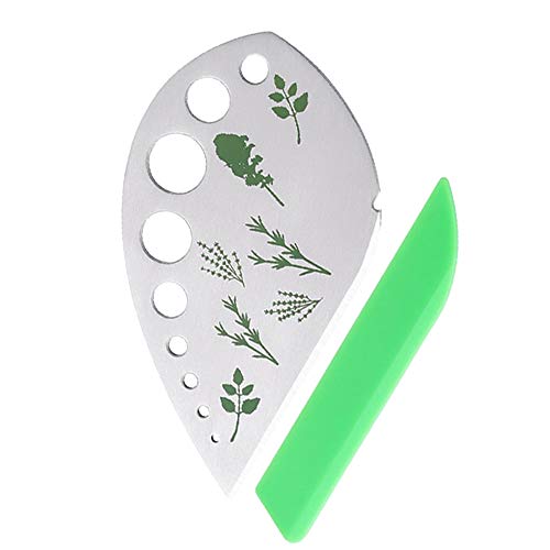 Angzhili Leaf Herb Stripper with 9 holes,Stainless Steel Leaf Remover,Kitchen Gadget Tool with Protective Holder,2 in 1 Leaf Stripping Tool for Kale, Chard, Collard Greens, Thyme, Basil, Rosemary