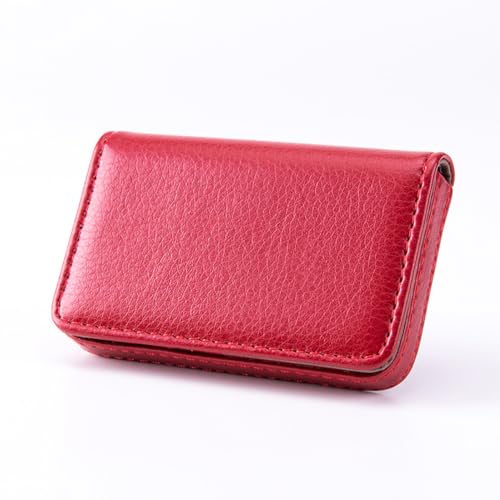PU Leather Business Card Case Pocket Name Card Holder Credit Card Holder Wallet Business Card Organiser Box Multi Card Case for Women Men Red2