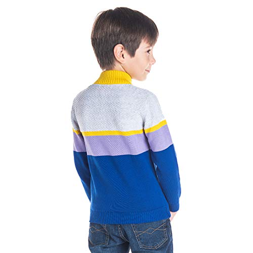 Image of THE ORIGNAL CHERRY CRUMBLE CALIFORNIA Boys Cherry Crumble Boy's Cotton Sweater (Ws-Swtr-2331 Royal Blue Mustard 3Y)