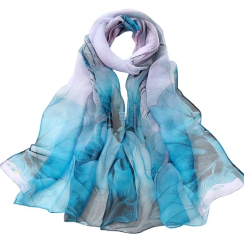 FAIRYGATE Scarf Gifts for Women Ladies Scarfs Gifts Pure Chiffon Womans Scarves Shawl Wrap Hand Painted Blue and Purple Silk Scarf 50025