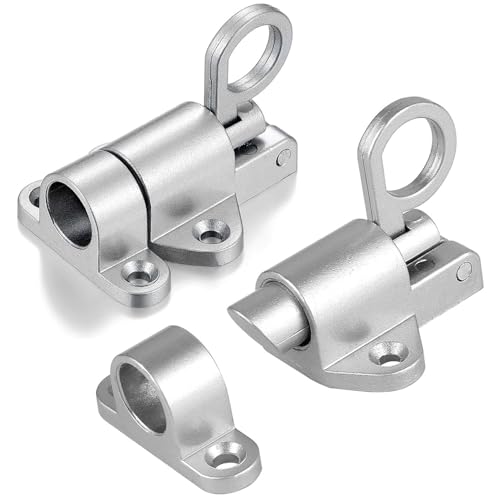 Litensh Automatique Verrou de Porte, Loquet à Ressort Loquet de Porte Verrouillage de porte à ressort Verrouillage de boulon élastique Boulon à Rebond pour les Fenêtres Portails (Silver - 2Pack)