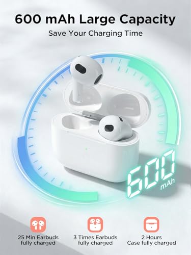 Image of Replacement Charging Case for AirPods 3rd Generation, Only Compatible with AirPod 3rd Gen with Bluetooth Pairing Sync Button (Not for Pro Mmodels), Earbuds Not Included (L-Port)