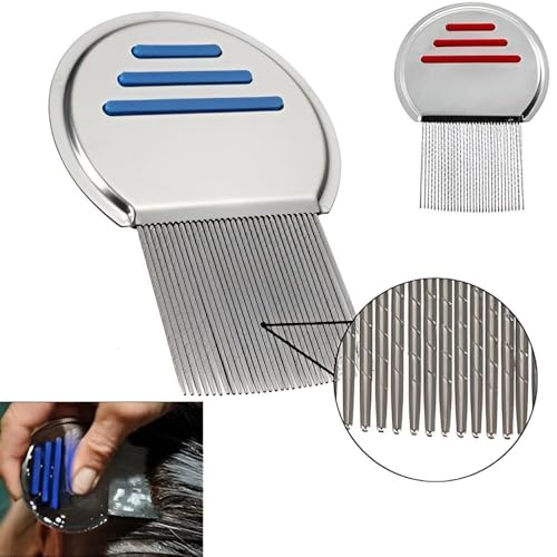 Image of 2-Piece Stainless Steel Lice Egg and Lice Comb for Men & Women | Nit Removal Comb with Long Handle lice com - (Pack of 2)