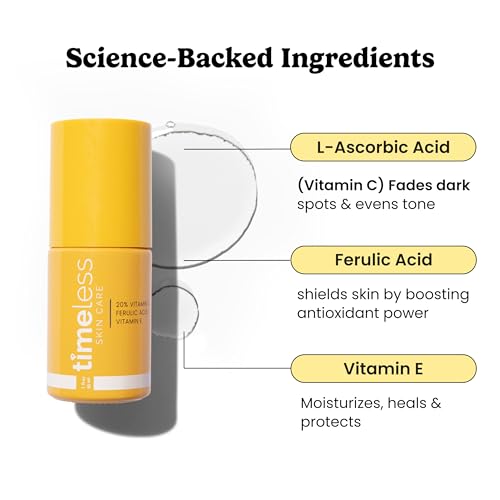 Image of Timeless Skin Care Vitamin C Serum with Vitamin E & Ferulic Acid - Brightening Serum - for Oily & Dry Skin - Fragrance-Free 1 oz (Pack of 2)