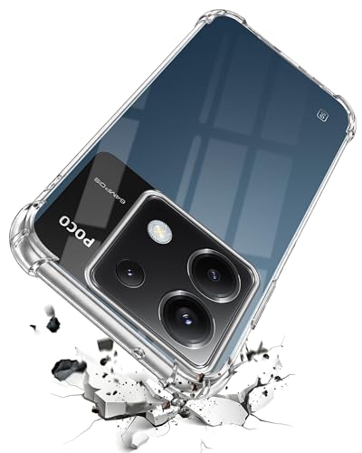 Image of Jkobi Shockproof Crystal-Clear Back Cover for Poco X6 5G (Anti Yellow Case | Drop & Camera Protection | Hard Polycarbonate)
