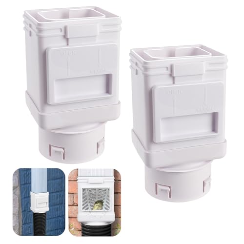 JXLXYY (2 Packs) Downspout Leaf Filter Downspout Cleanout Leaf Removers Gutter Downspout Protection Downspout Diverter Fits 2X3 and 3X4 Drainpipe- White
