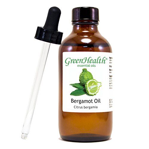 Bergamot Essential Oil  4 fl oz (118 ml) Glass Bottle w/Glass Dropper  100% Pure  GreenHealth