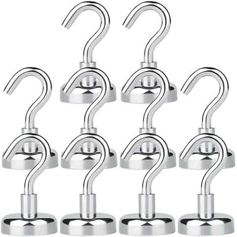 Strong Magnetic Hooks, 44lb Heavy Duty Neodymium Magnet Hooks - Use for Home Kitchen Office Garage Outdoor Cruise(10 Pack) Cover