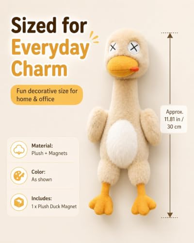 Podanri Magnetic Salted Duck Plush Toy Stuffed Animal Detachable Animals, Detachable Poseable Design, Detachable Fridge Magnet, Soft Stuffed Animal, Fits Metal Surfaces, Creative Desk Decor (1pc) - Image 4