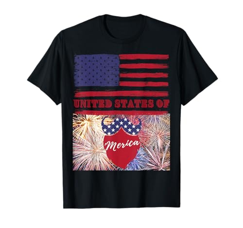 United States of 'Merica Patriotic Fireworks Vintage Flag T-Shirt