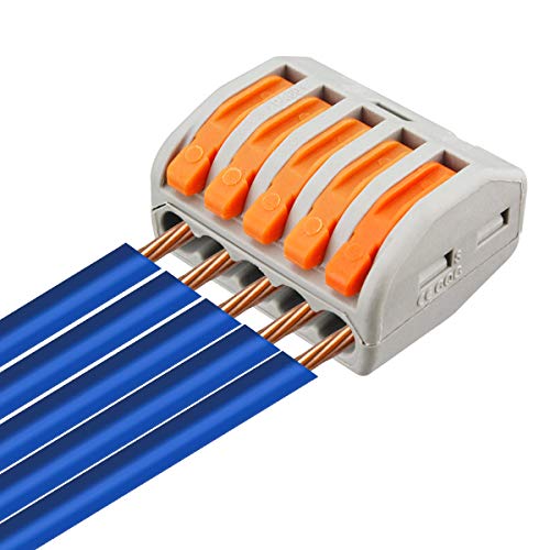 Image of 100 Pcs Lever Connectors Nuts 5 Conductor Combination Compact Wire Connectors Fast Connection Terminal 28-12 AWG Suitable for Multiple Types