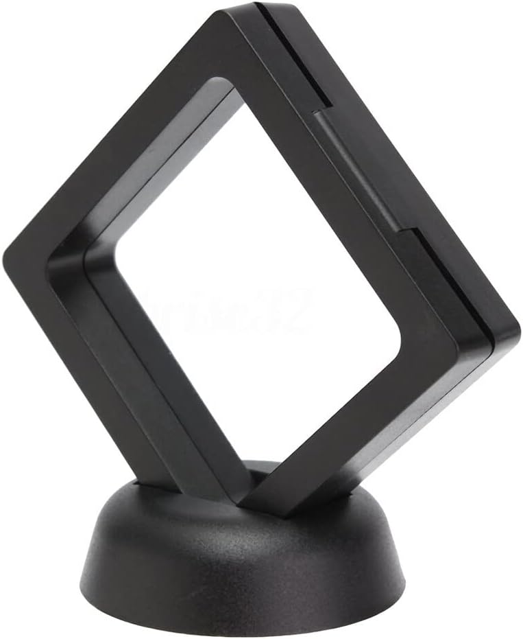 Square 3D Albums Floating Frame Holder Coin Box Jewelry Display Show Case, 9X9cm with Base