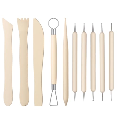 SHENLIU 10 Stück Modelierwerkzeugset, Töpferwerkzeug Ton Werkzeug Modelliermasse Werkzeug Sculpting Polymer Clay Tools Keramik Ton-Werkzeug für Anfänger Töpfer Modellbau Schnitzarbeiten Kerzen