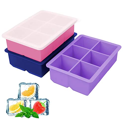 Excnorm Silicone Ice Cube Trays, 3‑Pack Large Square Molds with Lid - image 2