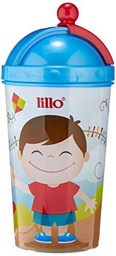 Copo com Canudo Retrátil - Lillo, Azul, 450 ml