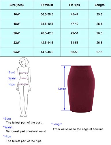 Plus Size Women's Elastic Waist Stretch Bodycon Midi Pencil Skirt Black 20W #TOP2