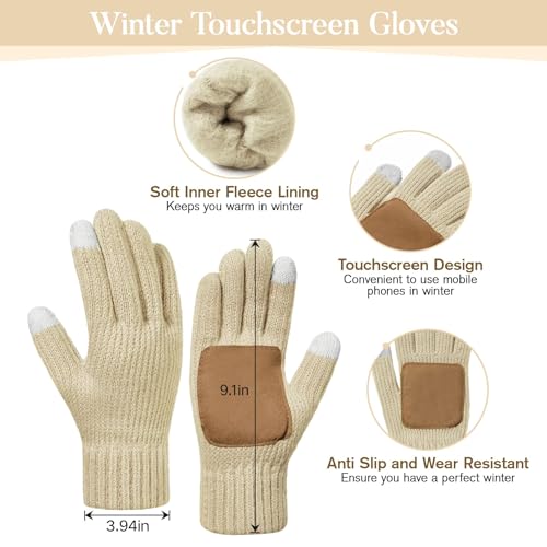 Winter Beanie Hat Scarf Gloves Set for Women Knit Scarf Stay Warm Hats Touch Screen Gloves Winter Essentials3