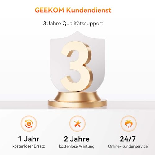 GEEKOM A6 Mini PC mit AMD Ryzen 7 6800H, 16GB aufrüstbarem DDR5 RAM (kein festgelegter LPDDR, bis zu 96 GB) + 1TB SSD, 3 Jahre Garantie, Mini PC mit Windows 11 Pro | Mini Computer für Gaming & Büro