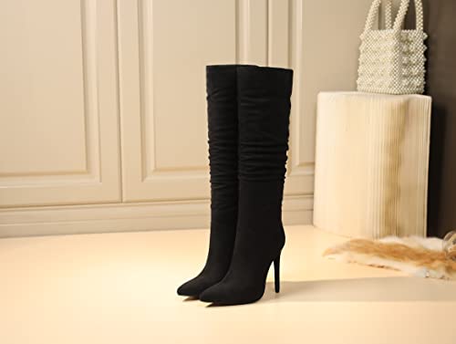 Reitoye Women's Knee High Slouchy Solid Boots Sexy Pointed Toe Stiletto High Heels Pull-On Boot Us 8 #TOP7