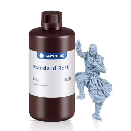 ANYCUBIC 3D Printer Resin, 405nm High Precision Fast Curing Photopolymer Resin for LCD 3D Printing 1kg Grey Gray 1kg