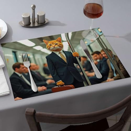 Set de table chat métro lot de 6 dessous d'assiette moderne lavable