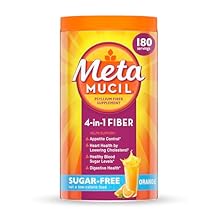 Metamucil 4-in-1 Psyllium Husk GLP-1 Friendly Fiber Supplement, Sugar-Free, 180 teaspoons, Orange Flavored, Daily Fiber Powder for Digestive Health, made with Plant-Based Psyllium Husk Fiber