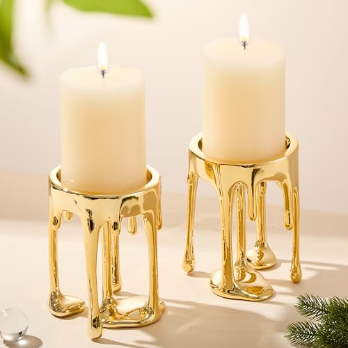 Decorative Candle Holders Set of 2 – Melting Drip Candle