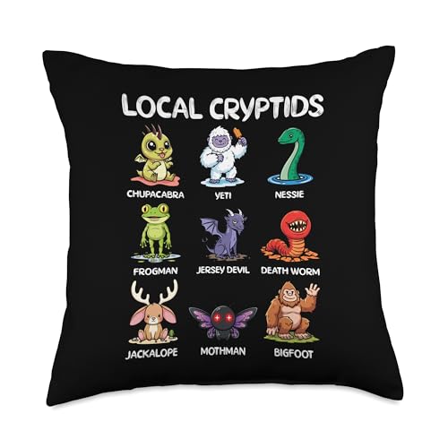Local Cryptids Cute Cryptid Monsters Of America Kawaii Funny Throw Pillow