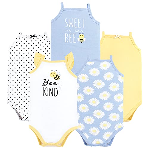 Hudson Baby Unisex Baby Cotton Sleeveless Bodysuits, Bee Kind, 0-3 Months