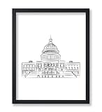 Poster Master United States Capitol Poster - Retro Washington Print - Capitol Building Art - Travel Design - Line Artwork - Abstract Design - Chic Boho Decor - Living Room Decor - 24x32 UNFRAMED