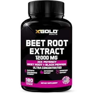 Beet Root Extract Capsules – 12000mg 20x Concentrated Beet Root Capsules Supplement w/Black Pepper – High Nitrates – Natural Nitric Oxide Booster – Highly Concentrated & Bioavailable -180 Veggie Caps
