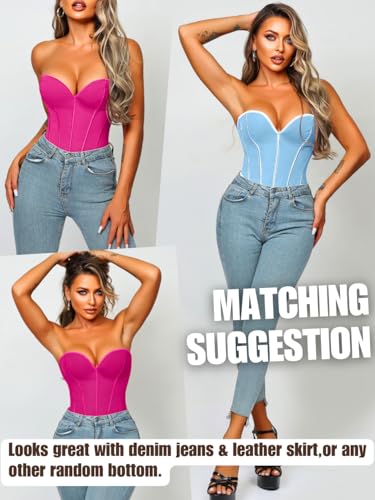 Image of ChiaoLezhee Heart Corset Top For Women, Sexy Concert Outfits Going Out, Strapless Crop Top, Overbust Bustier