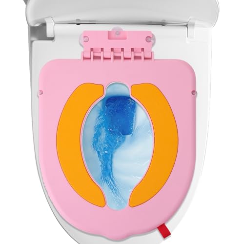 Acunny - Reductor de inodoro para bebé, asiento de inodoro plegable infantil con asas para viajes, cojín de aprendizaje con ventosas para niños y