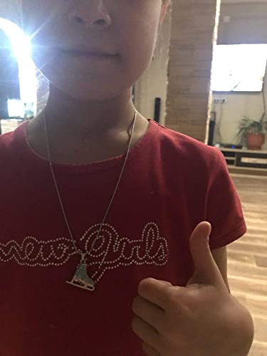 Teamer 3D Turquoise Crystal Ice Skate Necklace Figure Skating Pendant Skater Necklace Jewelry Gifts For Teens Girls Women (Blue Rhinestone) #TOP6