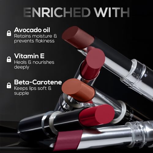 Image of RENEE Matte Lock Lipstick - Indie, Moisturizing, Long Lasting & Weightless Formula, Intense Color Pay Off with Ultra-Matte Finish, Enriched with Avocado oil, Vitamin E, D & Beta-Carotene, 3.5 Gm