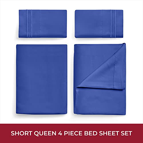 Image of Mellanni RV Short Queen Sheets - 4 PC Iconic Collection Bedding - Hotel Luxury, Extra Soft, Cooling Bed Sheets - Deep Pocket up to 10 inch (RV /Short Queen, Royal Blue)