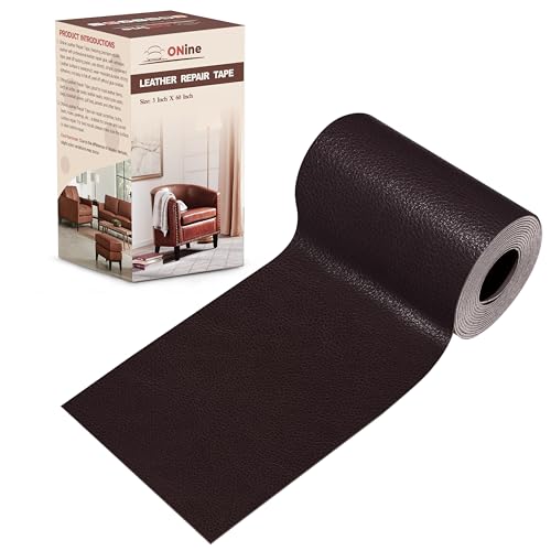 Image of ONine Leather Repair Patch，Leather Repair Tape, 3 x 60 inches Leather Repair Patch for Furniture,Vinyl Repair Kit，Leather Couch Patch，for Sofas, Furniture, Car Seats, Office Chairs(Dark Reddish Brown)