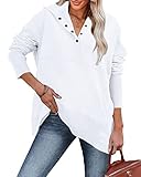 Women's Fashion Hoodies & Sweatshirts Tunics Tops to Wear with Leggings Button Down Shirts White S