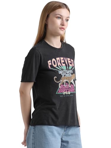 Image of ONLY Typography Printed Cotton T-Shirt