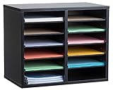AdirOffice Wood Adjustable Literature Organizer (12 Compartment, Black)