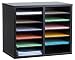 AdirOffice Wood Adjustable Literature Organizer (12 Compartment, Black)