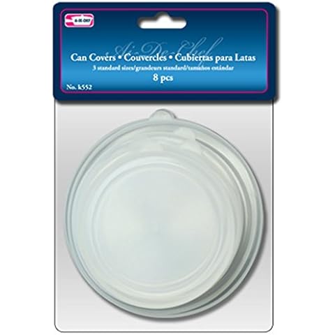 Set of 6 Can Covers Pet Food Plastic Lids Canned Goods Asst Sizes by Al-De-Chef Cover