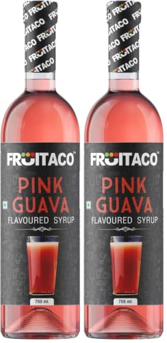 Image of Fruitaco Pink Guava Syrup: Perfect Mixer for Enhancing Mocktails & Cocktails, Drinks, and Mojitos at Parties, Conveniently Packaged in a 750ml Bottle for All Your Mixing Needs | Non-Alcoholic