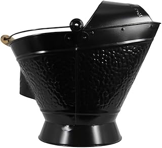 Coal Hod Bucket - Black - Decorative Appeal - for Fireplace & Pellet Stove Ashes - Easy Hopper Filling - Handle - Lightweight