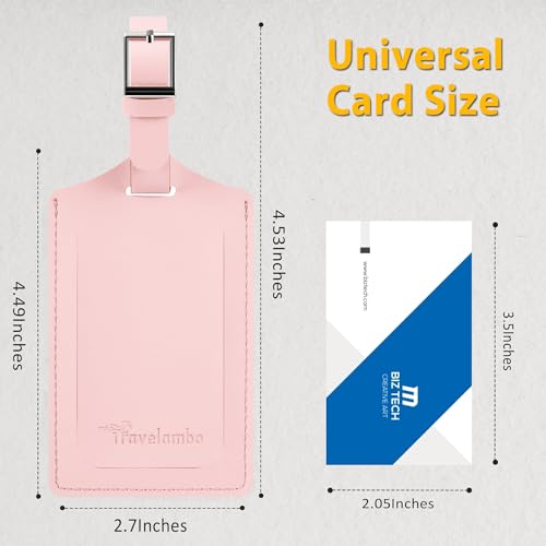 Travelambo Luggage Tags for Suitcases Faux Leather Privacy Protection 2 Pack Bag Tags Travel Accessories Essential, Light Pink - Thumbnail 2